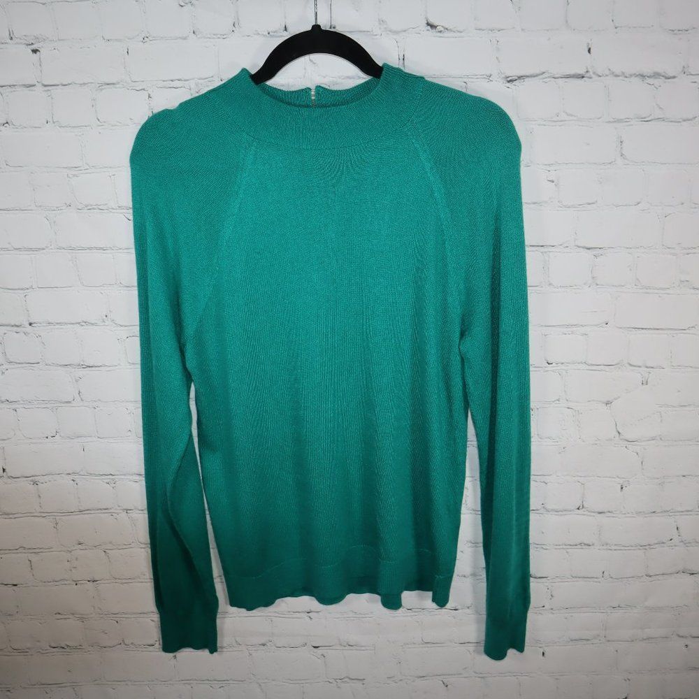 Spense Green Long Sleeve Sweater with Zipper on Back Women's Size XL
